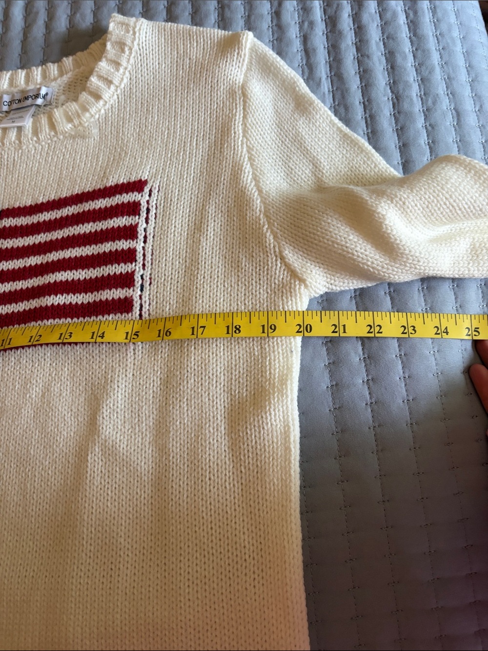 Cotton Emporium Cream Crewneck Sweater with Flag Motif - Picture 4 of 5